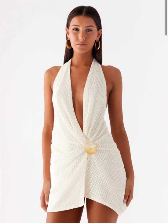 Peppermayo Dresses & Skirts - Peppermayo Cream Halter Mini Dress with Decorative Ring
